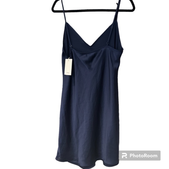 Wilfred Aritzia classic Navy Only Mini slip dress size Large new with tag - Picture 3 of 7